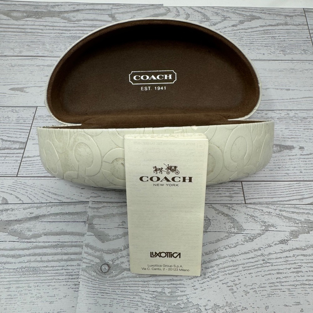 Coach Signature C Logo Hard Shell Eyeglasses Case Cream Embossed‎